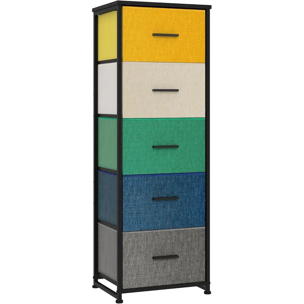 

Drer with 5-Der, Tall abric Storage Tower or Closet, Colorul Organizer Unit or Bedroom, Categorized Storage by Col