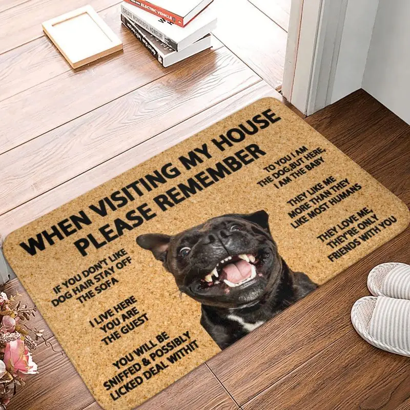 Please Remember Staffordshire Bull Terrier Doormat Mat Anti-Slip Kitchen Bath Garage Living Room Entrance Rug Carpet 40*60cm