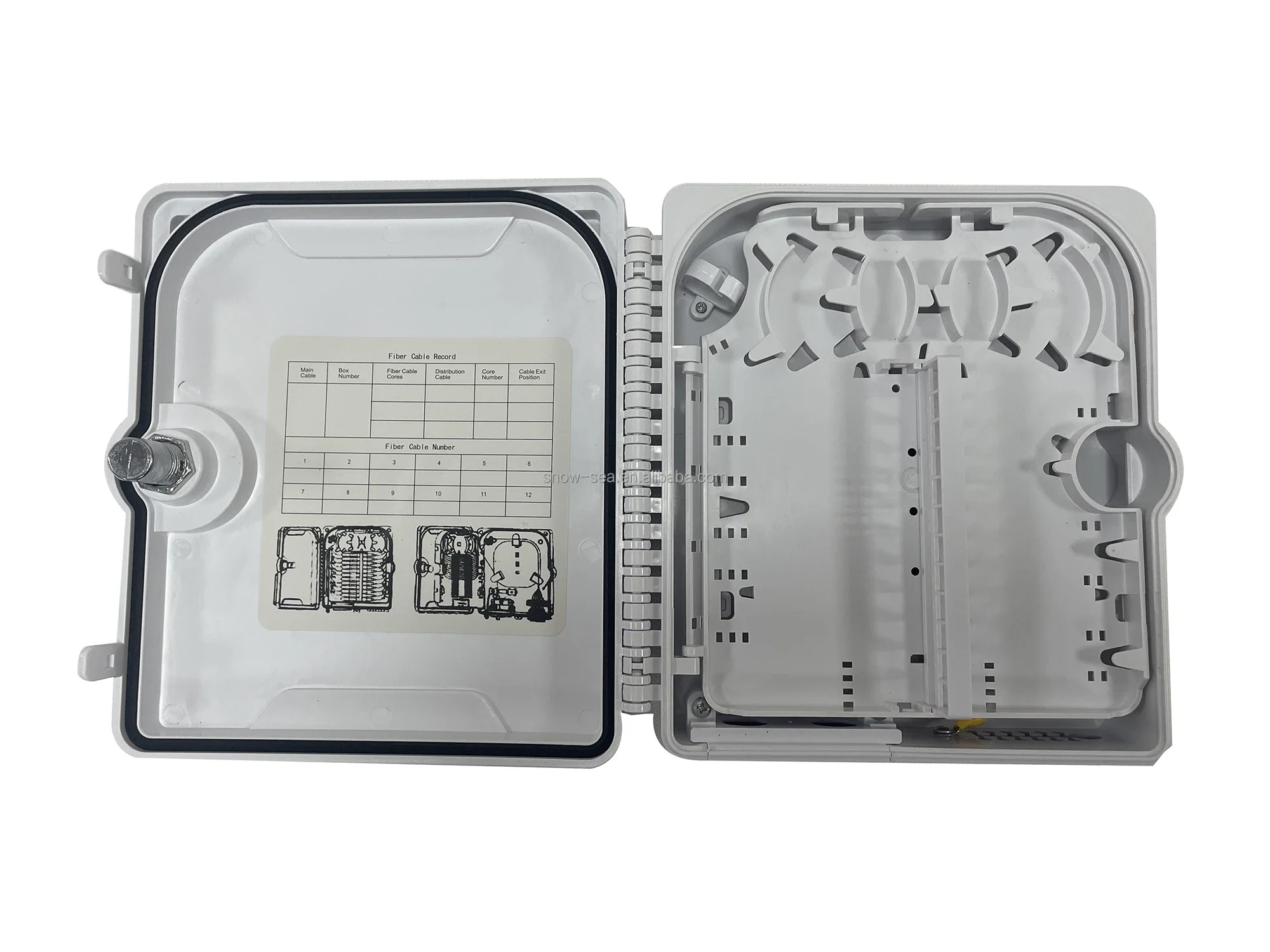 2 In 12 Out ABS Material FTTH 12 Core Waterproof Optical Distribution Box ODB-12-D