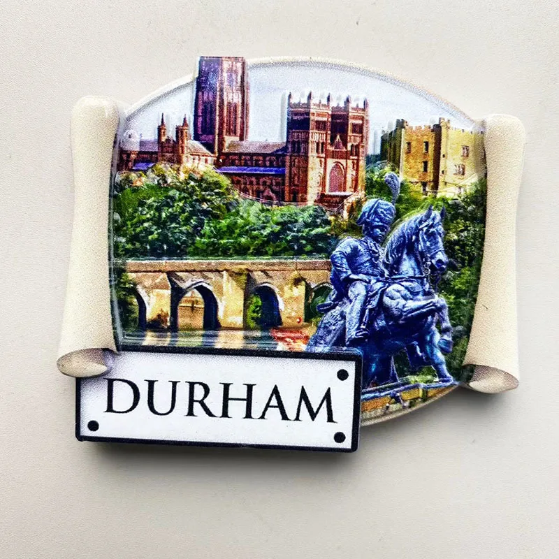 

3D Resin Refrigerator Magnet - Durham Castle and Statue - UK Souvenir - Strong Magnetic Backing - Ideal Home Decor