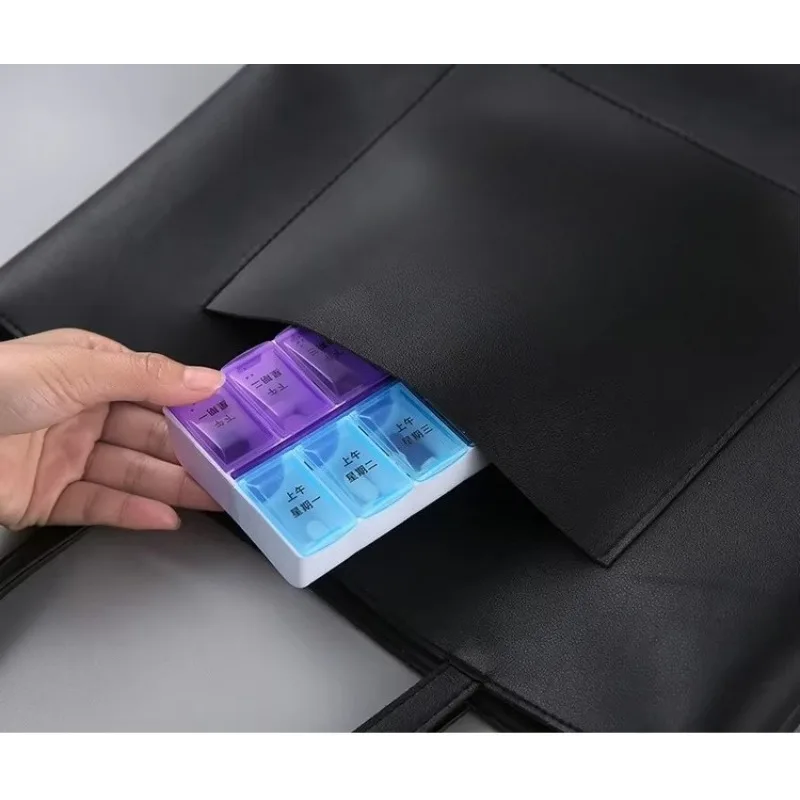 أسبوعي حبة صندوق منظم حالات المحمولة حبة 7 أيام 14 شبكات حبوب منع الحمل الحاويات تخزين أقراص الفيتامينات الطب زيوت الأسماك #6