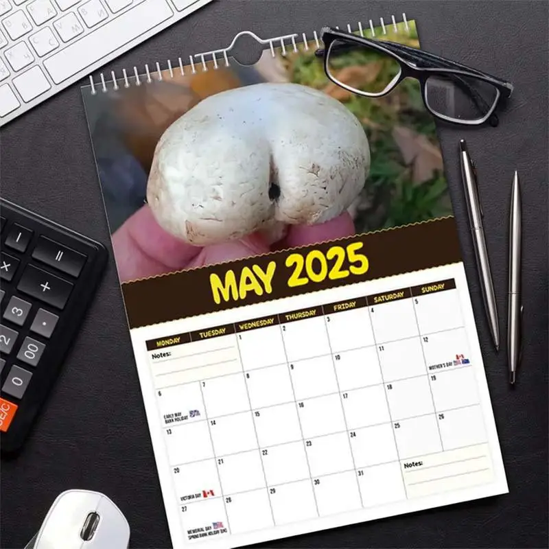 Fun Mushrooms Calendar, Mensal Family Organizer, Organizador Diário, Thick and Sturdy Paper, Organização, Imagens, 2025