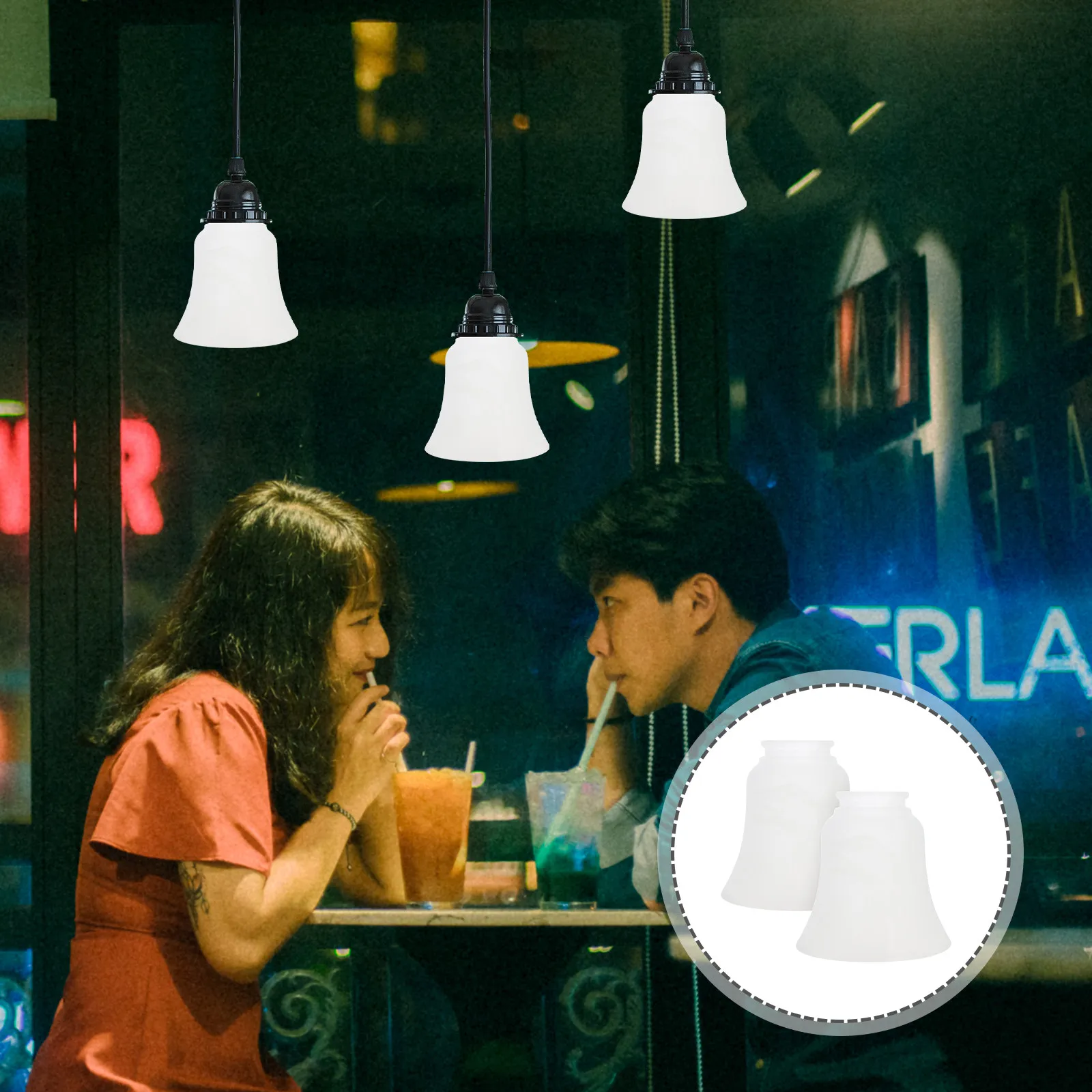 2Pcs Snowflake Glass Lamp Shades Stylish Sturdy Design Decorative Light Shade for Living Room Cafe Hotel Bar Ceiling Lamp