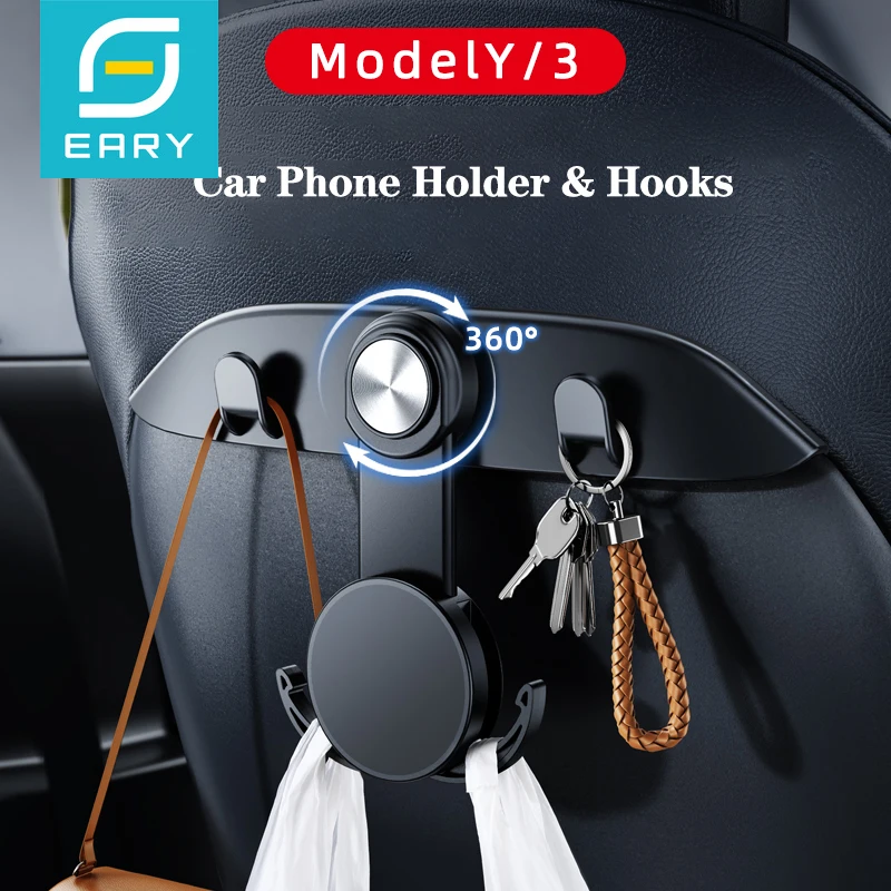 

Eary Tesla Car Seat Hooks for Model Y 3 Highland Accessories 2026 2025 2024 2023 Clip & Magnetic Phone Holder Car Storage Hooks