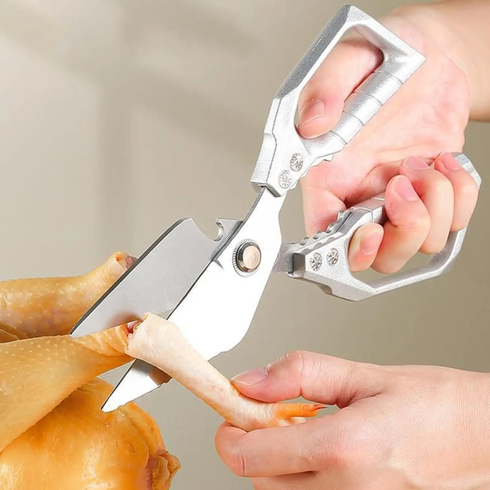 Tijeras de cocina de acero inoxidable, tijeras fuertes para huesos de pollo, tijeras multifuncionales para matar peces, tijeras de comida para el hogar dedicadas