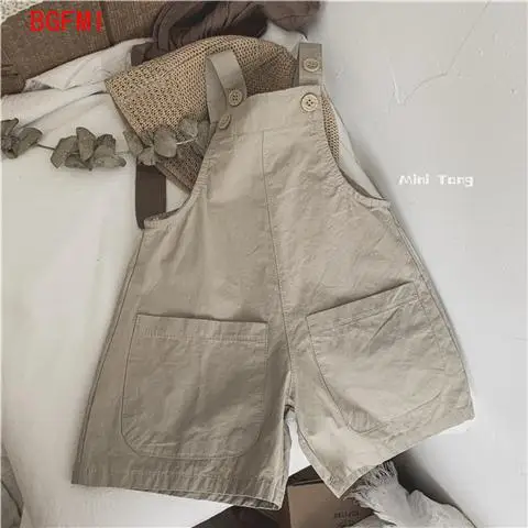 High Quality Korean Version Children\'s Cotton Overalls for Summer Wear, Thin and Soft Shorts for Baby Boys Girls Jumpsuit Pants