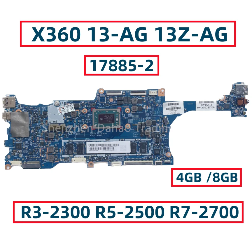 

17885-2 448.0EC06.0021 For HP X360 13-AG 13Z-AG Laptop Motherboard With R3-2300 R5-2500 R7-2700 CPU 4GB/8GB RAM Fully Tested