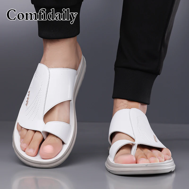 Herren Sommer Mode-Sandalen Einfache Strandschuhe mit Dicker Sohle Weiche Rutschfeste Slip-On Pantoffeln-9008 – Detail 4