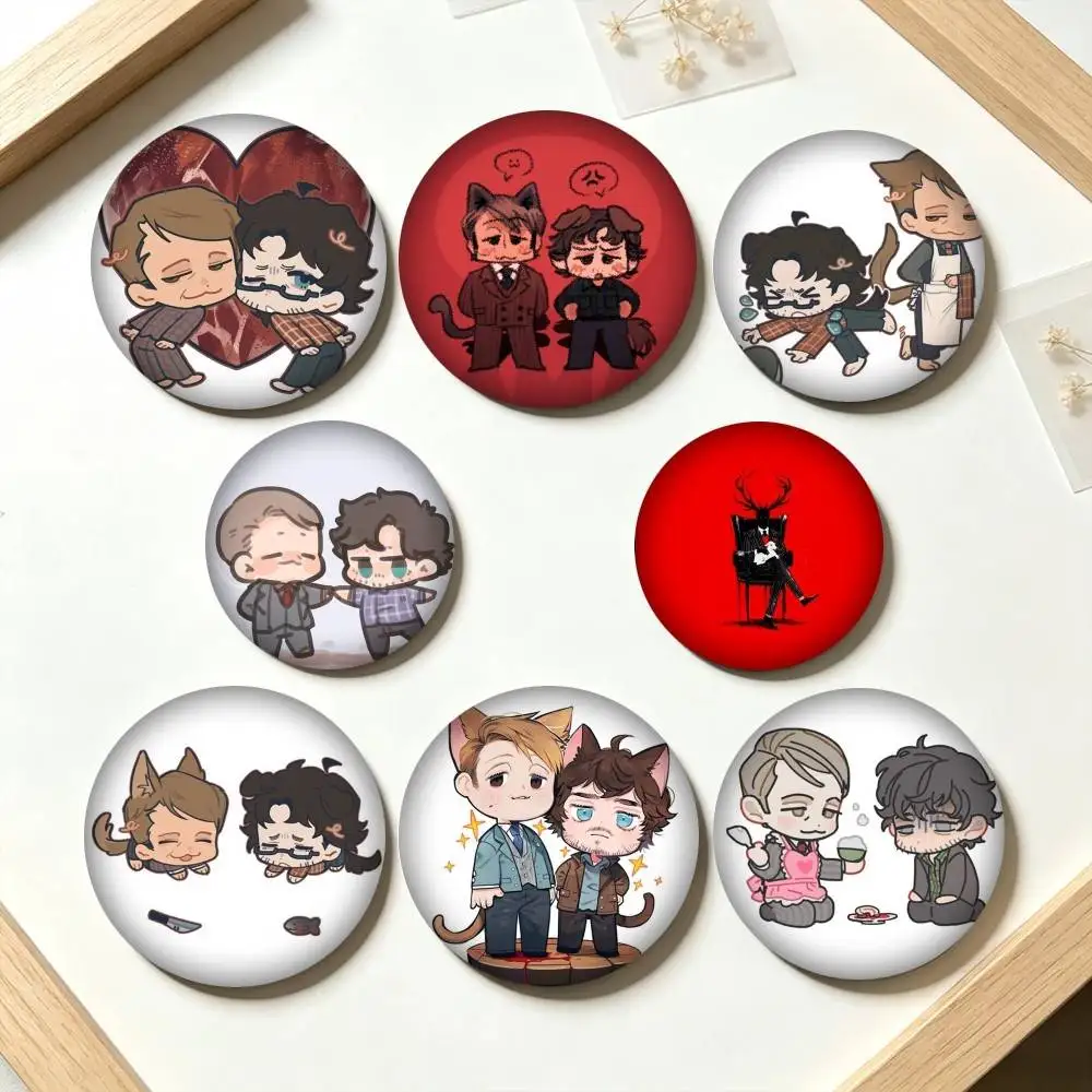 H-Hannibal Chibi TV Series 25mm 32mm 44mm 58mm 75mm Brooches Badges Pins for Accessories Gift
