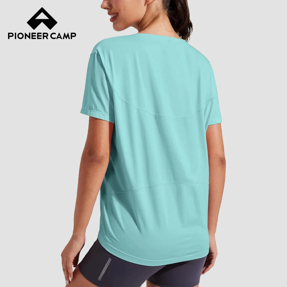 

Pioneer Camp Women's Bamboo Viscose Short Sleeve Shirt Neck Loose Fit Workout T-Shirt Gym Athletic Casual Tops