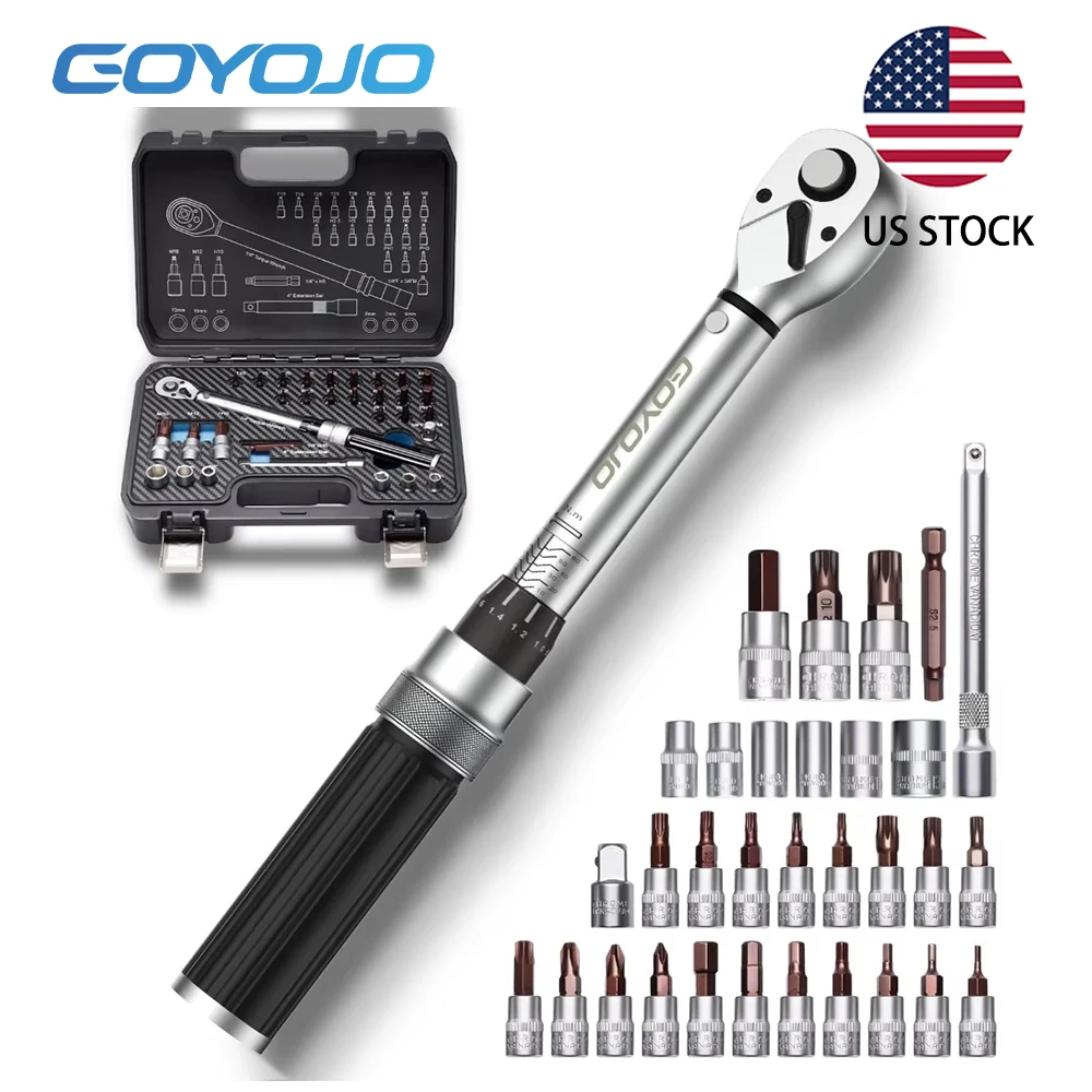 GOYOJO 2-24N.m Torque Wrench 1/4 ” Inch Square Drive Torques Key High Precision Torque Wrench Professional Bicycle Automotive Tool