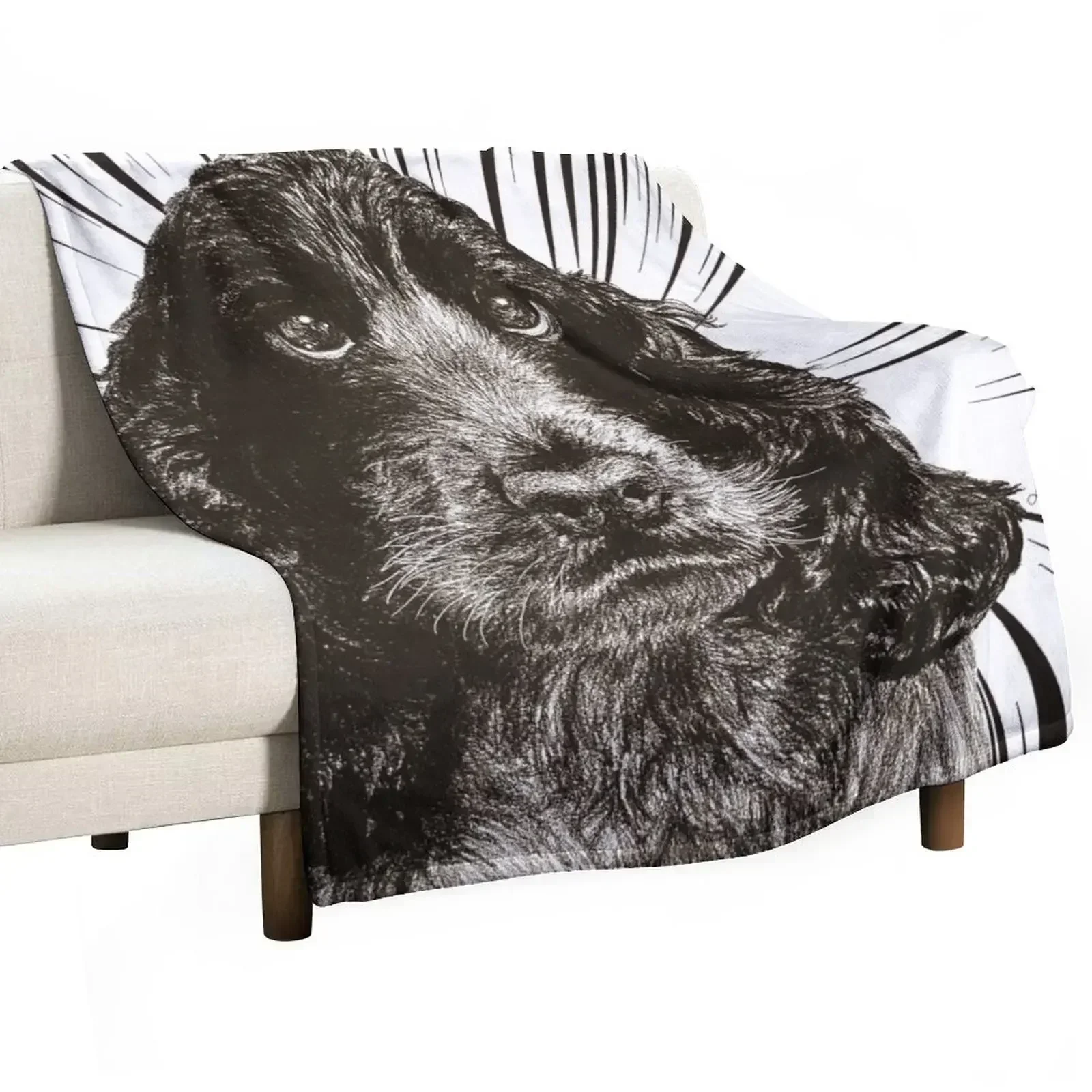 Cocker Spaniel Art, Blue roan, manta con dibujo en blanco y negro, manta suave y cálida para cama