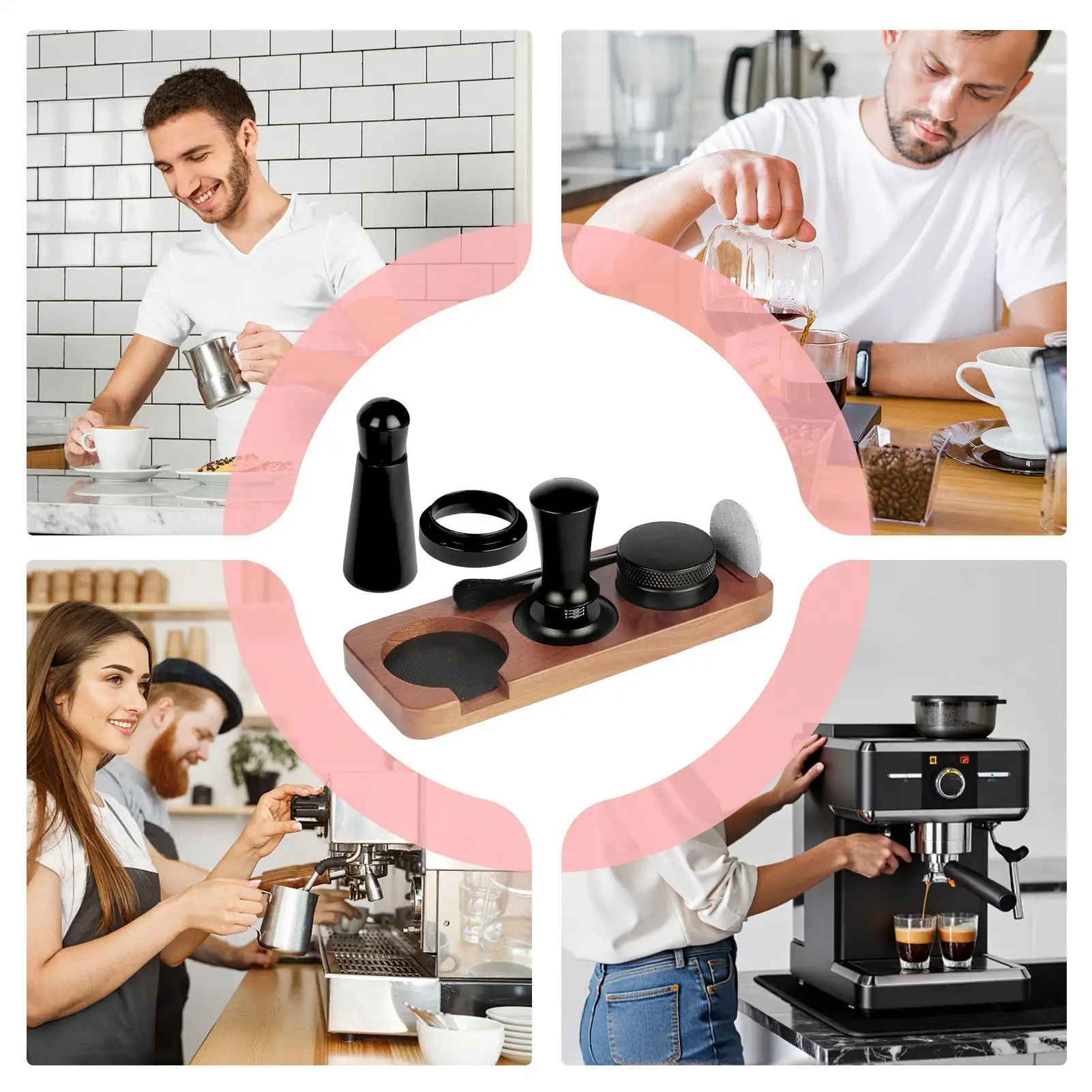 58mm Espresso Tamper & Distributor Set for Baristas - Professional Home Coffee Leveler Tool with Calibrated Pressure for Cafe view 5
