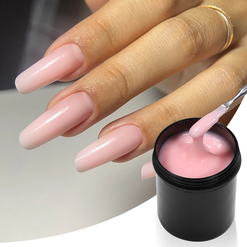 MSAHRE 250g Soft Pink Hard Gel For Nail Extension Builder Thick Gel Pearl Shimmer Constructor Gel Self Leveling Nail Gels