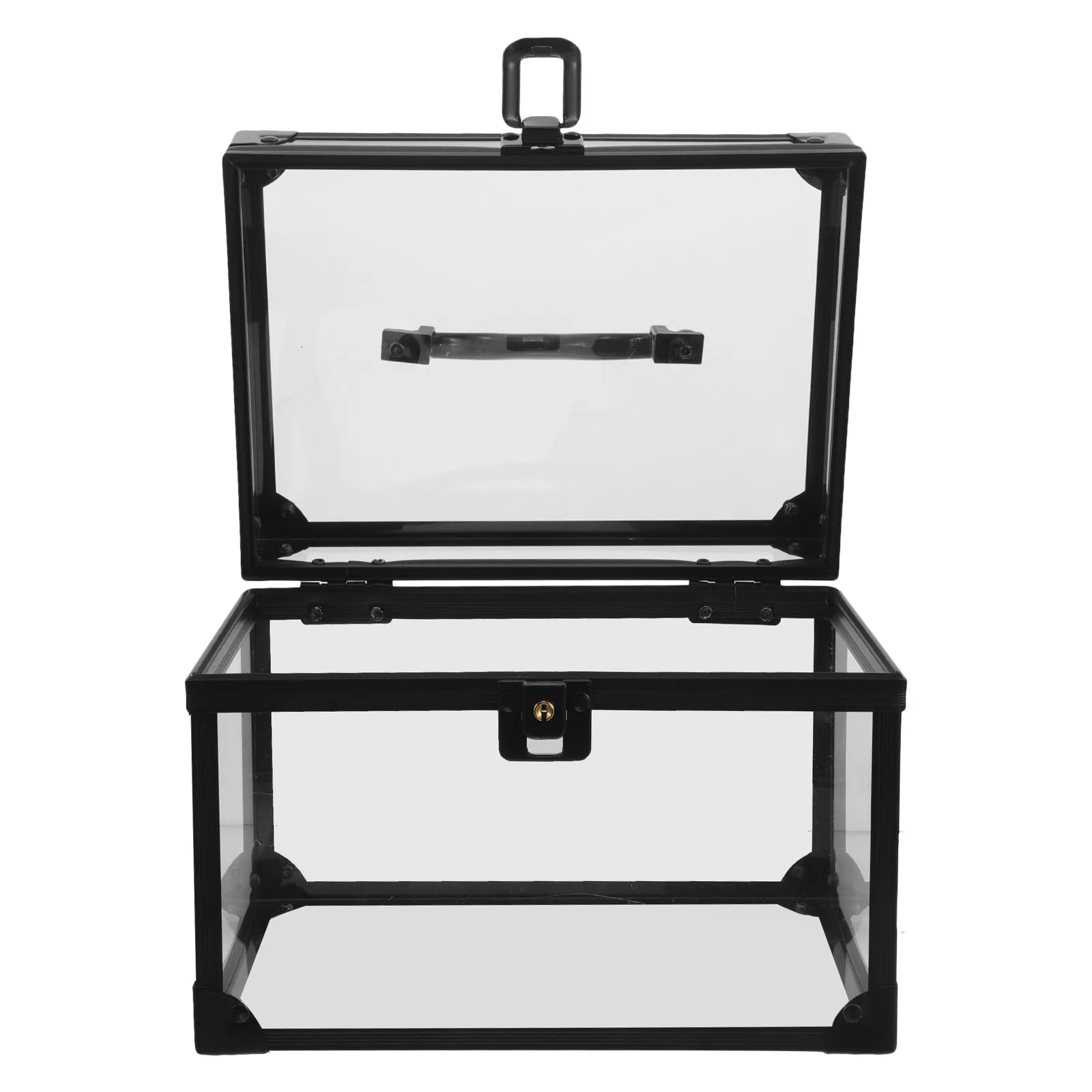 Decorative Clear Cd Storage Box for Vinyl Records Music Cds Dvds Disc Collection Organizer Case with Handle Lid 8x5.9x5.7in view 6
