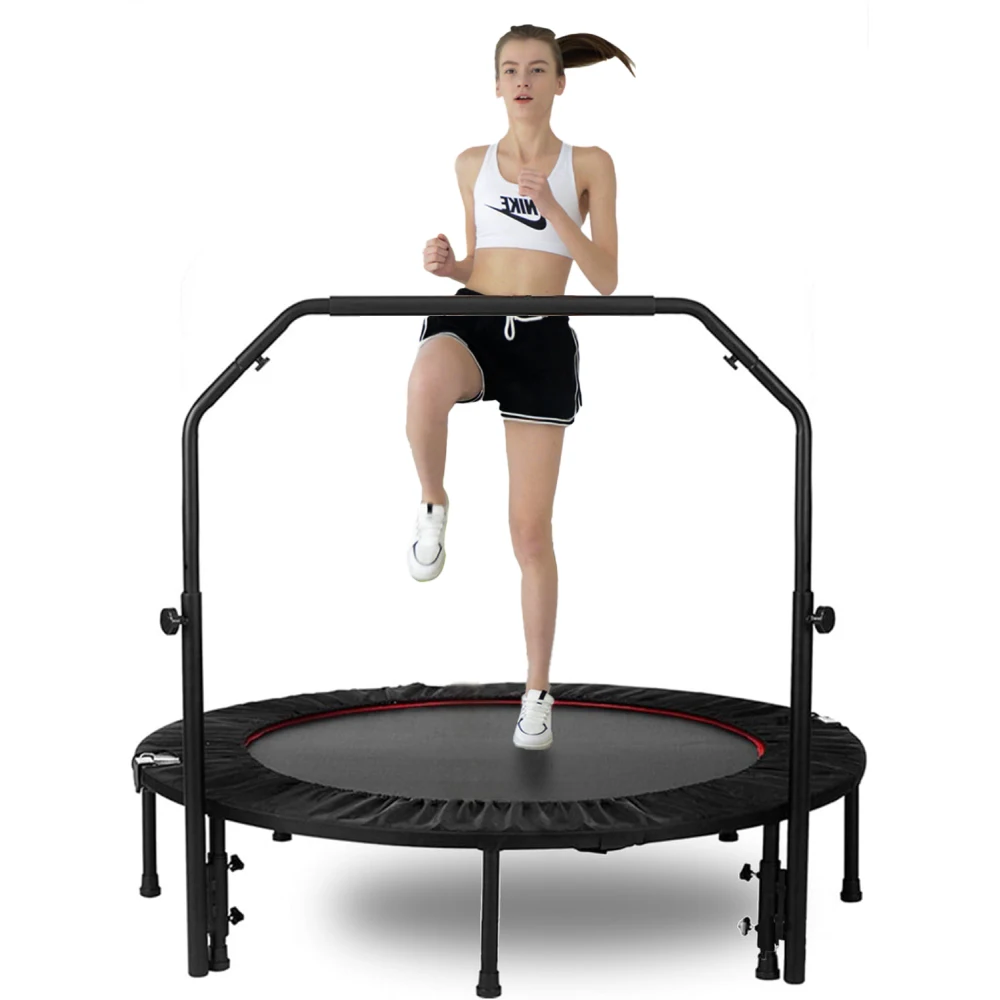 

48 Inch Trampoline, Up To 300 Lbs, Fitness Bouncer with Adjustable Foam Handles Trampolin Trampoline