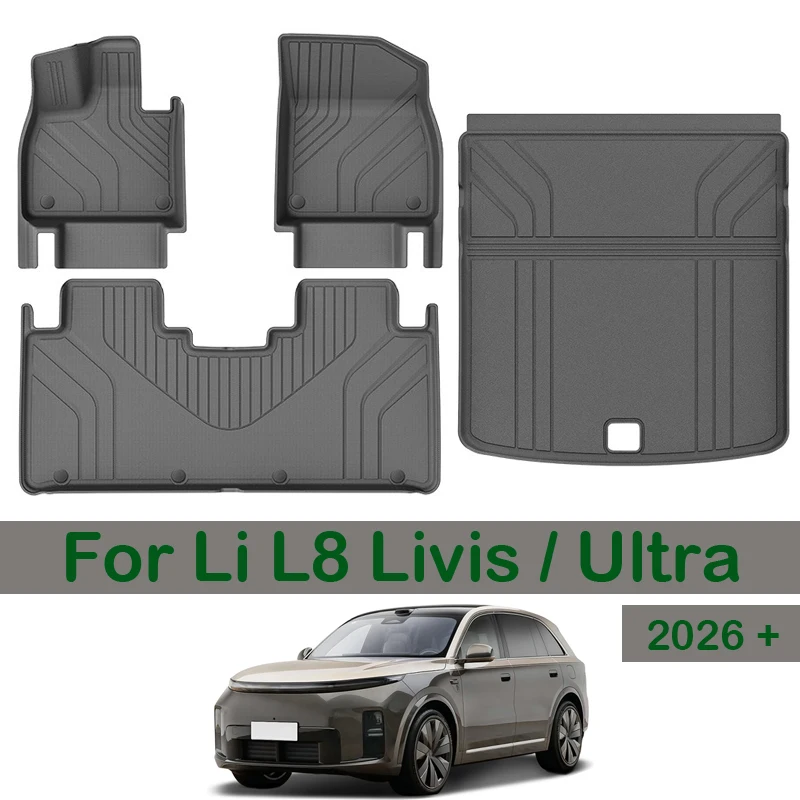 Car Floor Mats For Li L8 Livis/Ultra 2026-present Trunk Mats Cargo Liner Seat Back Protector Waterproof Storage Mat Car Carpets