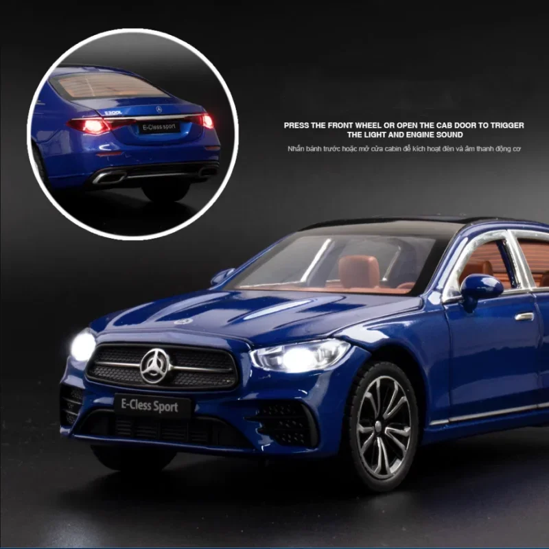 1:24 E-Class E300 L Alloy Car Model Diecast Toy Metal Vehicles High Simulation Sound And Light Pull back Toy Car Collection Gift