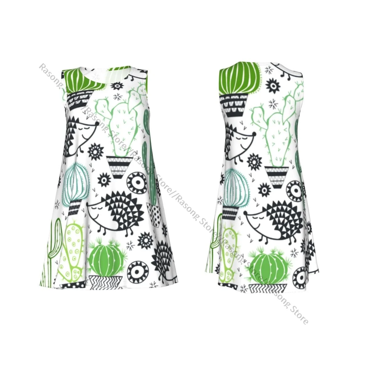 Vestido chaleco de verano para mujer, vestidos femeninos sin mangas con dibujos de Cactus, erizo, animales, Saguaro y pera espinosa