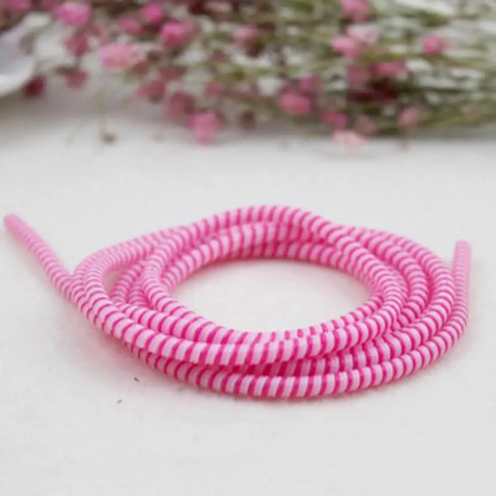 1 4m Spiral USB Charge Cable Cord Earphone Cable Protector Saver Cover Wire Winder Cable For Android