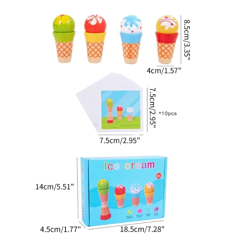 Wooden Kitchen Toys Montessori Ice Cream Toys Toddlers Pretend Play Simulation Food Game Kitchen Accessories Toys for children