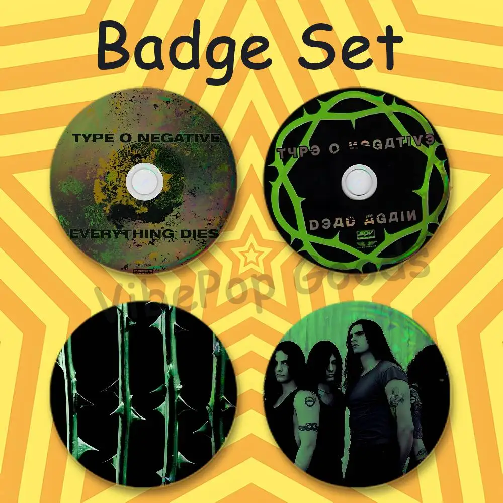 T-Type O N-Negative 75mm Large Tin Badge 3 Inch Holographic Baji for Ita-Bag Centerpiece 4-Piece Set