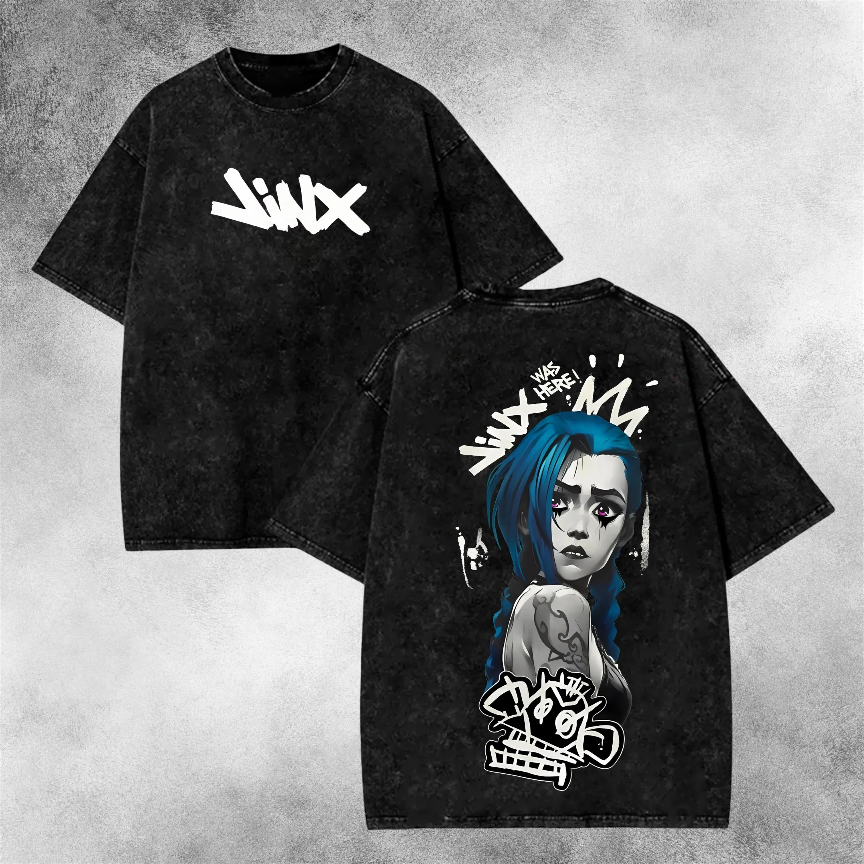 Arcane Jinx Camiseta lavada unisex, camisa lavada vintage con personaje de juego retro, regalo para amantes de los juegos