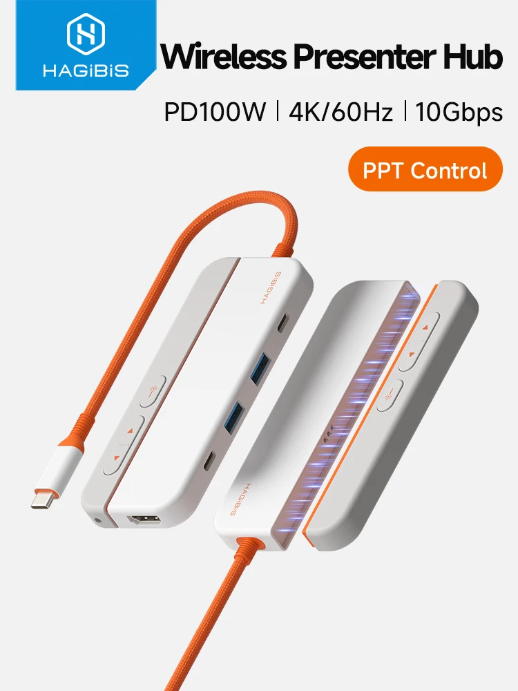 Hagibis USB C Hub z bezprzewodowym pilotem do prezentacji, kontrolerem prezentacji, HDMI 4K@60Hz, 100W PD, wielofunkcyjna stacja dokująca — zdjęcie produktu 7