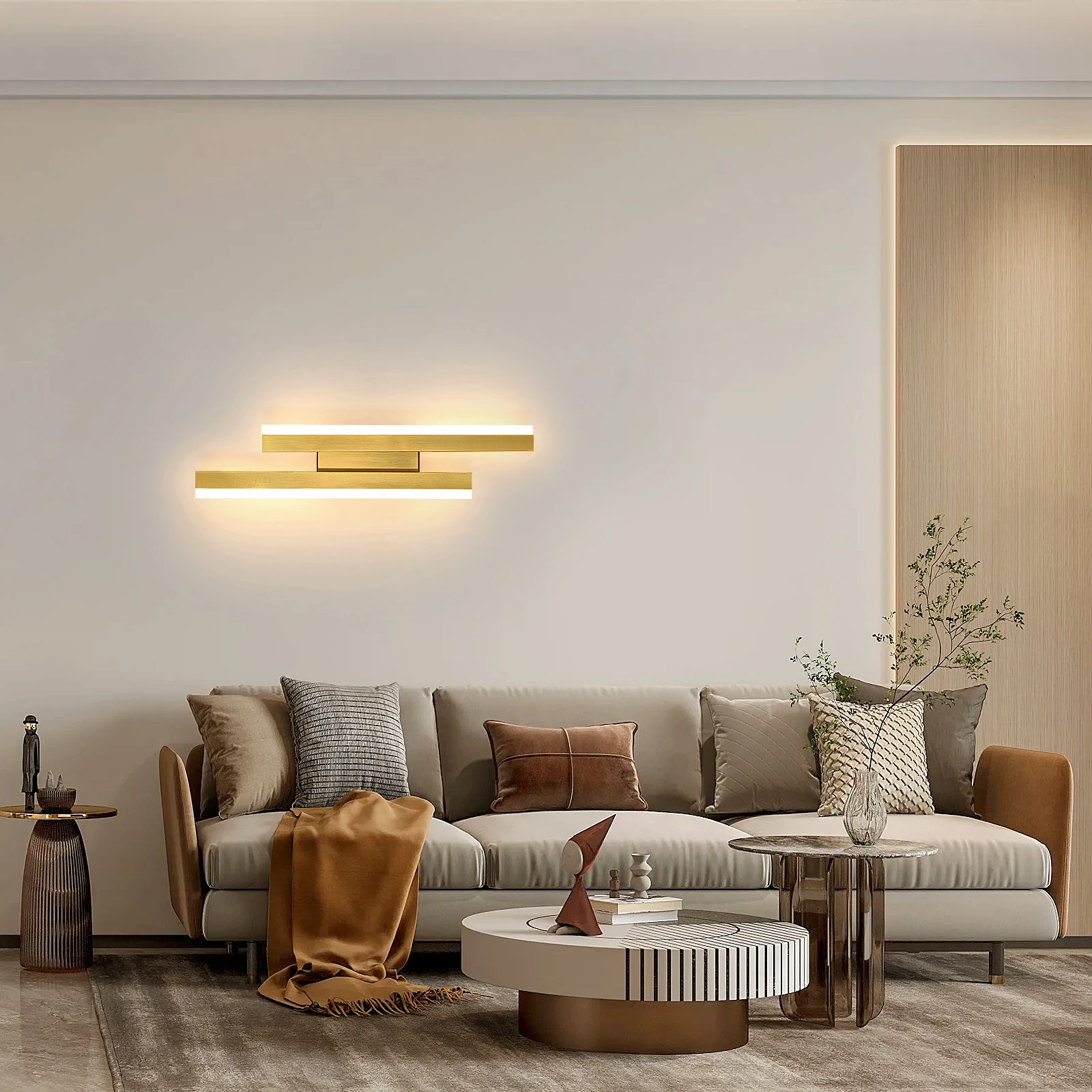 Goldene 16W LED-Wandleuchte Warmweiß 3000K Innen-Wandlampe für Wohnzimmer Flur Schlafzimmer - Energieeffizient – Detail 2