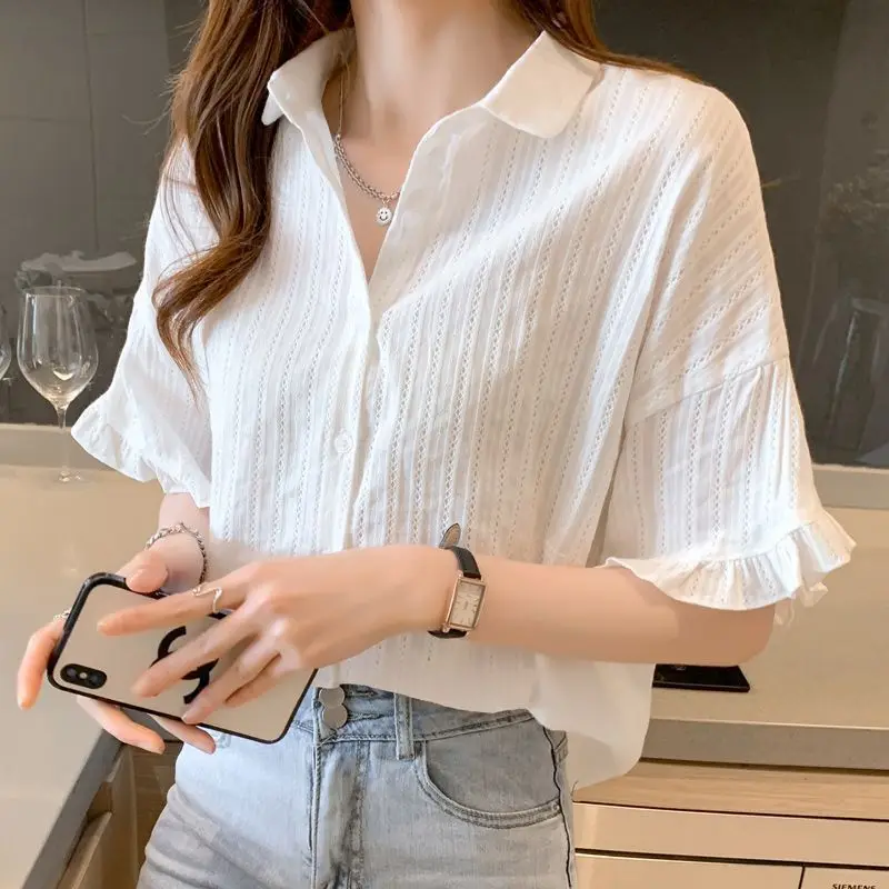 

Thin Roving Top 2025 Summer New Design Niche Temperament Short-sleeved Shirt
