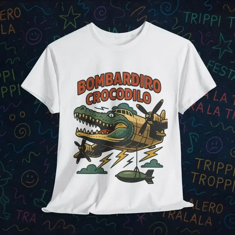 ardiro Crocodilo Italian Brainrot Meme Vector T Shirt Retro Cartoon er Alligator Plane