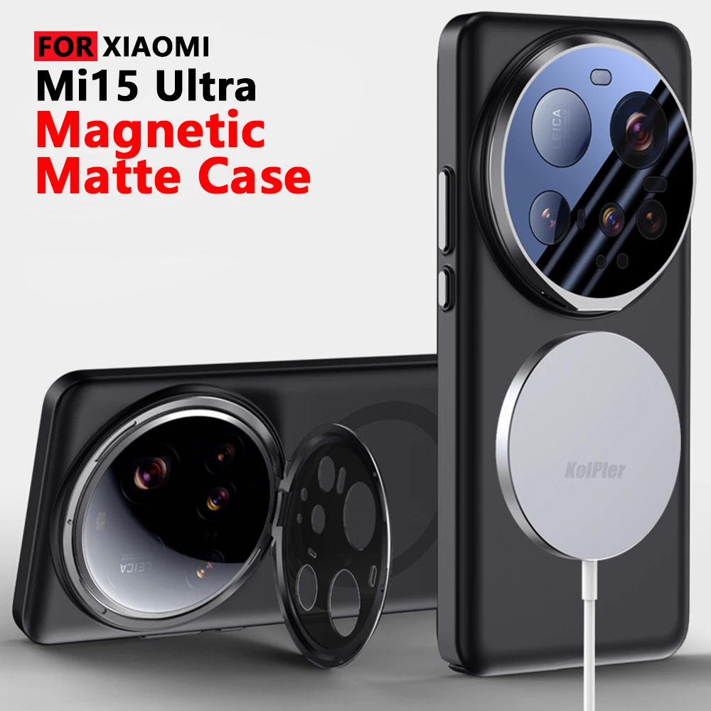 

Matte Skin feel Alloy Lens Stand Holder Cases For Xiaomi MI 15 Ultra MI15Ultra For Magsafe Magnetic Flip Camera Protection Cover