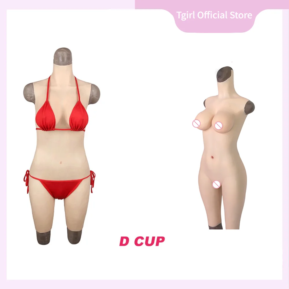 

Tgirl Silicone Bodysuit Female D Cup Fake Breast Forms Costume Suits for Crossdresser Transgender Drag Queen Sissy Outfit