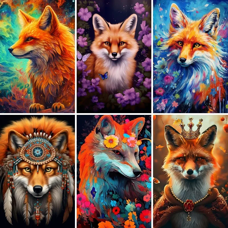 

Full Drill Square Round Diamond 5D DIY Diamond Painting Super Cute Fluffy Fox Portrait Patterns Embroidery Cross Stitch Mosaic