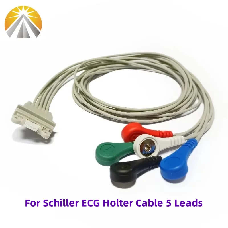 

Кабель пациента Holter ЭКГ, 5 проводов, 24-часовой держатель динамических проводов Snap 4,0 для Schiller FD5 AR4 AT12 Plus Multilink