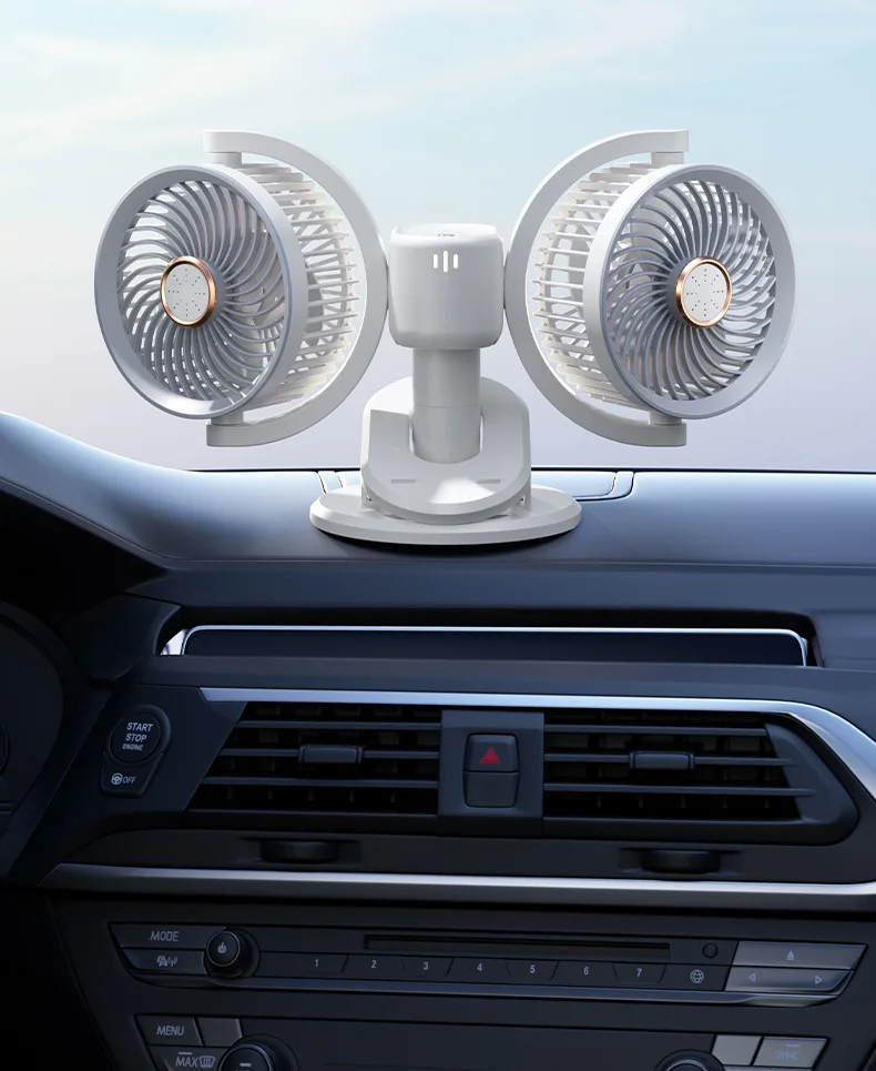 Ventilatore a doppia testa a 4 livelli indipendenti Ventilatore con clip a vento grande Illuminazione Ventilatore elettrico Ventilatori USB circolanti temporizzati verticali da tavolo