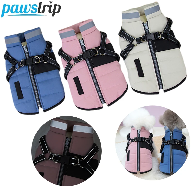 Winter Warm Pet Dog Coat Jacket with D-Ring Reflective Dog Clothes for Small Medium Dogs Puppy Clothes Pet Supplies