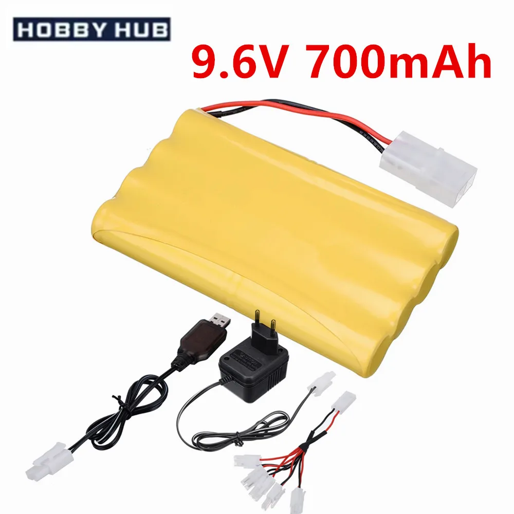 9.6V 700mAh Rechargeable Battery For Rc Cars Tanks Robots Boat Ship Toys Gun Tamiya plug NiCD AA 9.6v Battery Pack With Charger