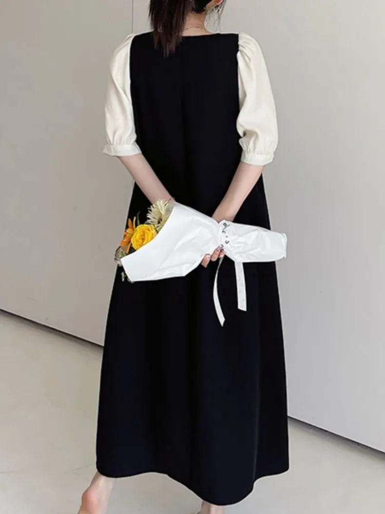 ฤดูร้อนขนาดใหญ่เสื้อชุดผู้หญิงรอบคอหลวม Fit เสื้อแขนสั้นผู้หญิงชุด Vintage Design ชุดเดรสสุภาพสตรี