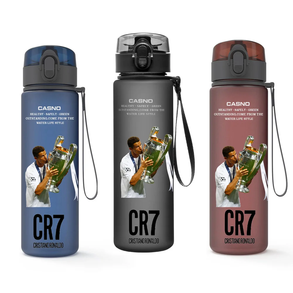 560ML Football Star Water Bottle Ronaldo Frosted Water Bottle With Portable Rope Travel Tea Cup Drink Bottles Cup Birthday Gifts