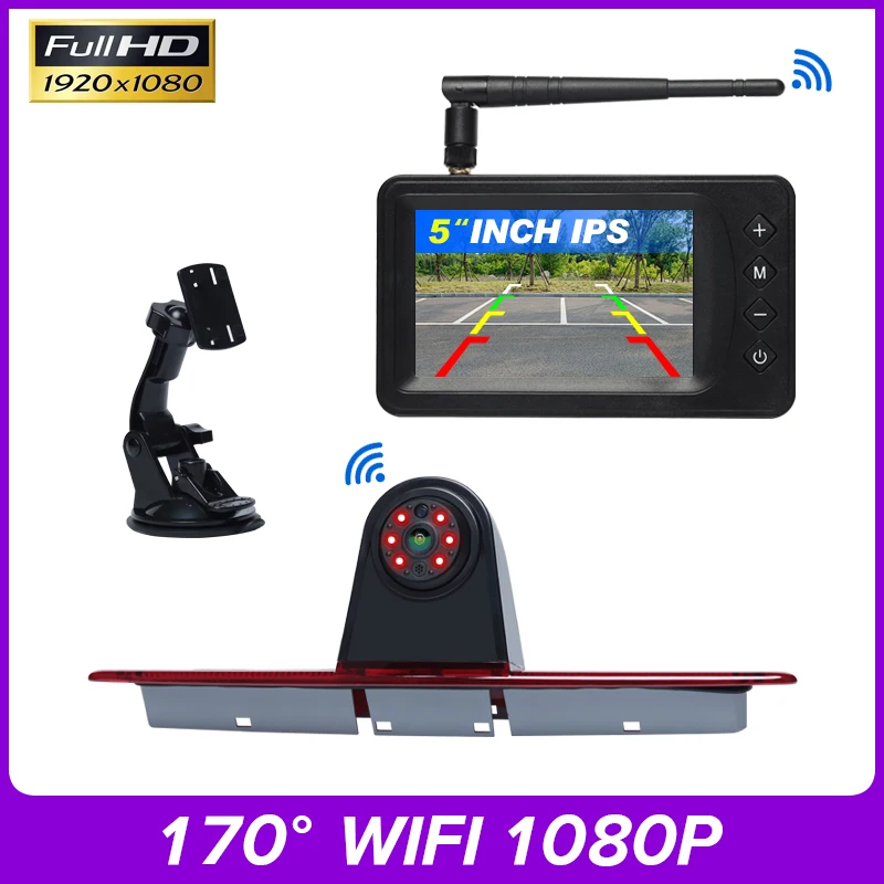 WIFI HD 1080P Brake Light Wireless Reversing Camera & Monitor Kit With 5 Inch HD Monitor For Mercedes Sprinter & VW Crafter