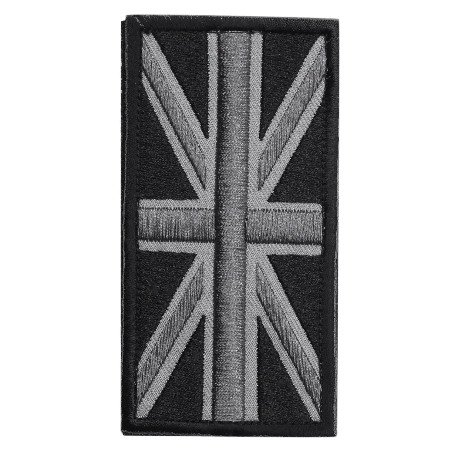 FASHION Union Jack UK Flag Badge Patch Stick Back 10cm x 5cm nuovo, (nero/grigio)