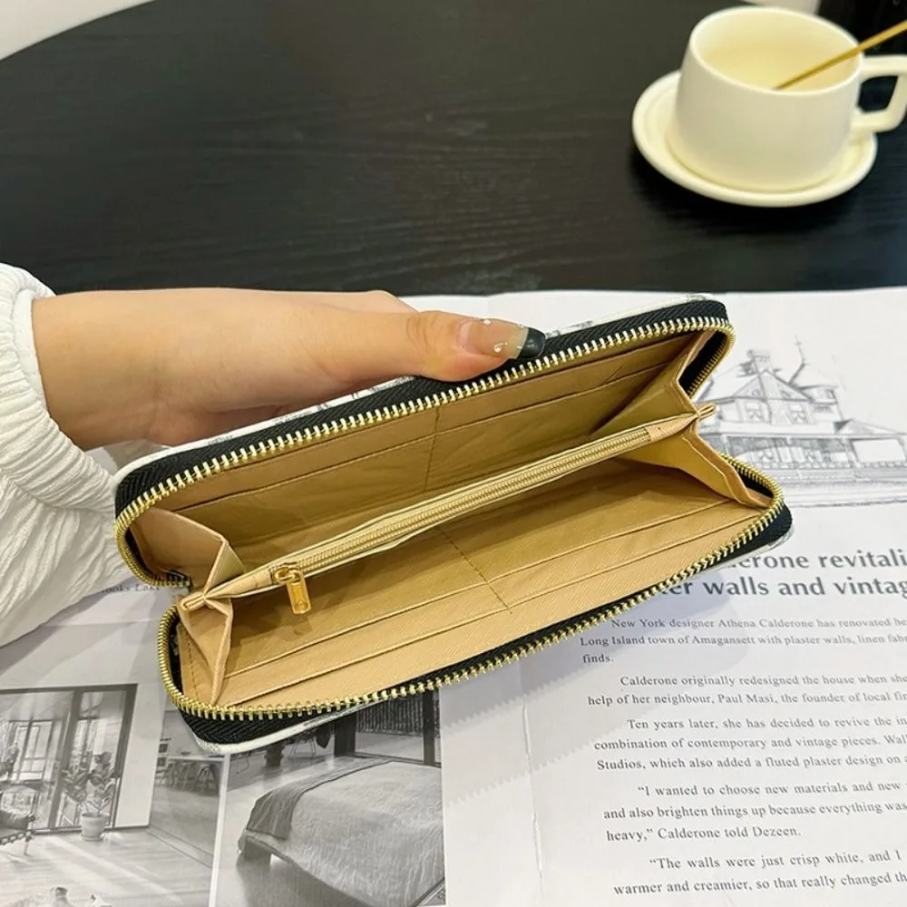 

Zipper Floral Long Wallet Multiple Card Slots Clutch Bag Women Card Holder Handheld Chinese Style PU Leather Coin Purse Travel
