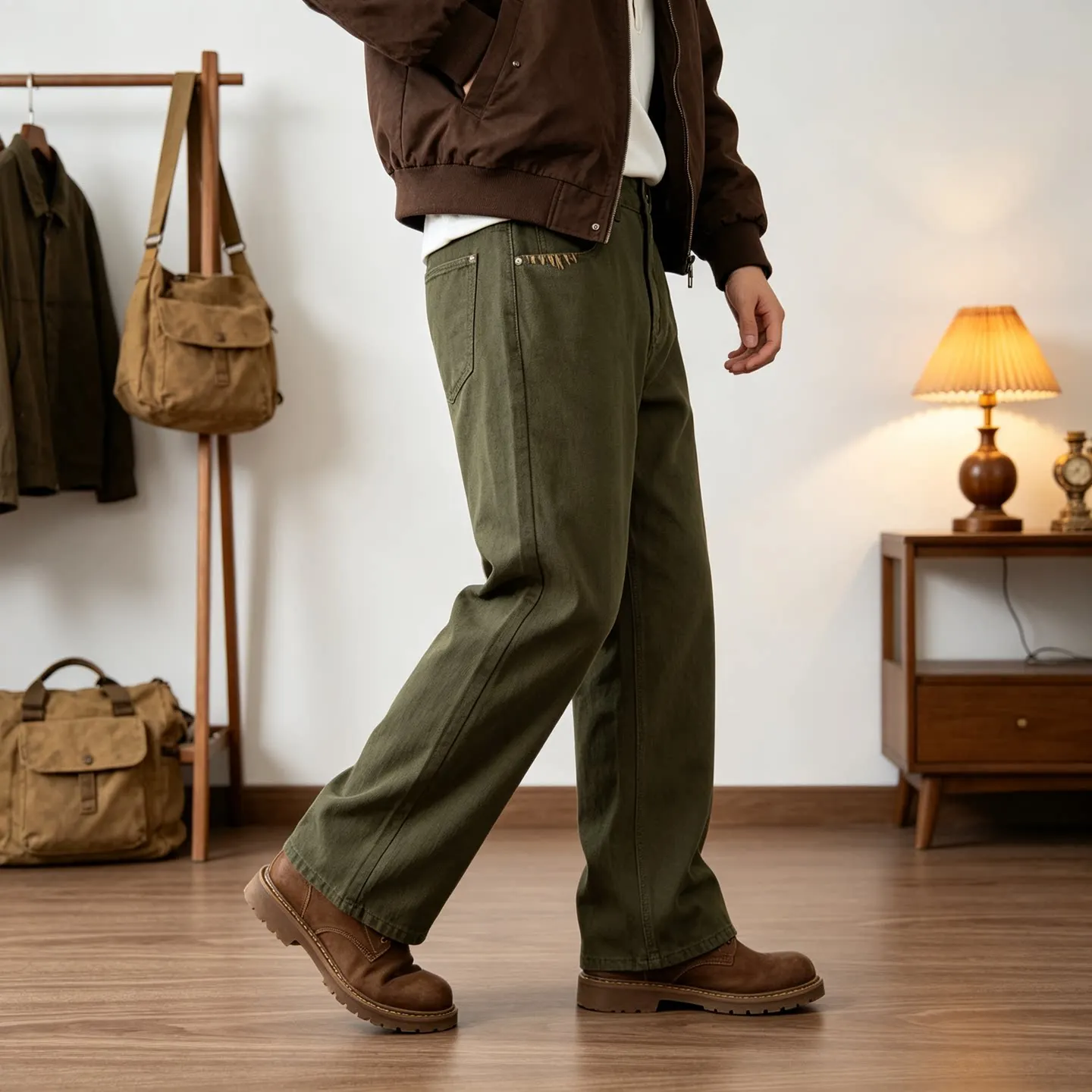 2026 Autumn New American Retro Wear-resistant Slight Stretch Jeans Men's Fashion 98% Cotton Washed Loose Straight Casual Pants