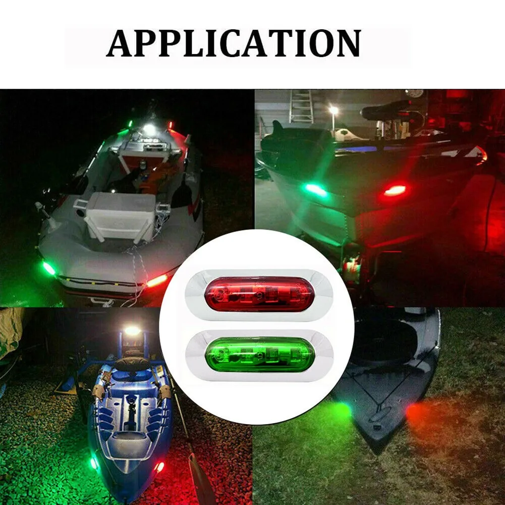 2Pcs Red Green LED Boat Navigation Light Side Marker LED Lights12-24V Waterproof Sailing Signal Lamp Marine Yacht Warning Light