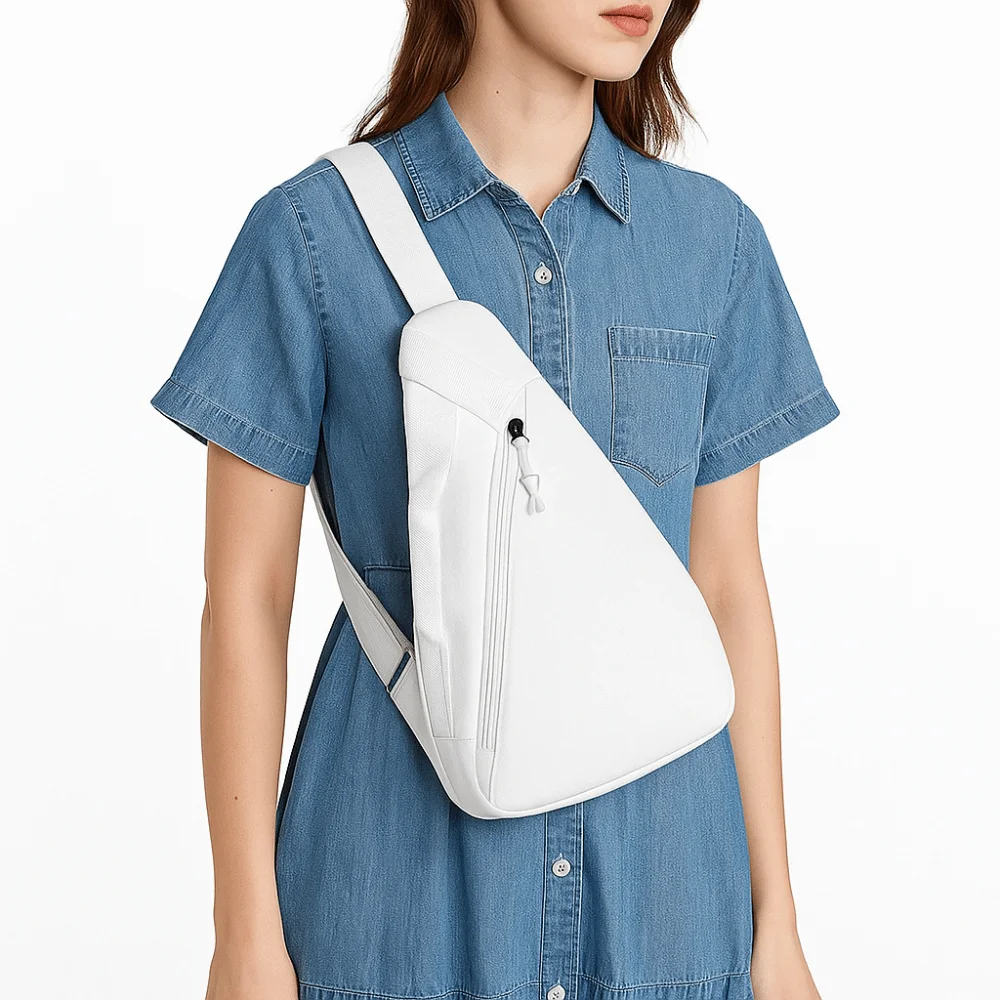 

Droplet Shaped Women Chest Bag Solid color Zipper Sports Shoulder Bag Multifunctional Korean Style Nylon Crossbody Bag