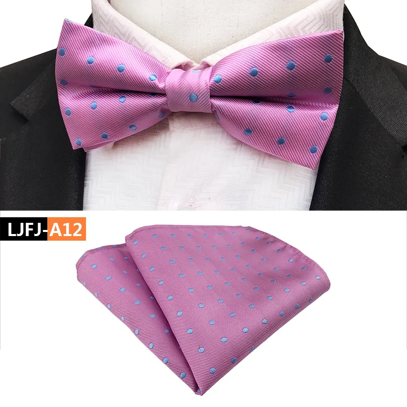Pañuelo de lunares con estampado de poliéster, conjunto de pajarita cuadrada de bolsillo, bufandas para novio, pañuelo para fiesta de boda, pajarita, bufanda, accesorios de regalo para hombre