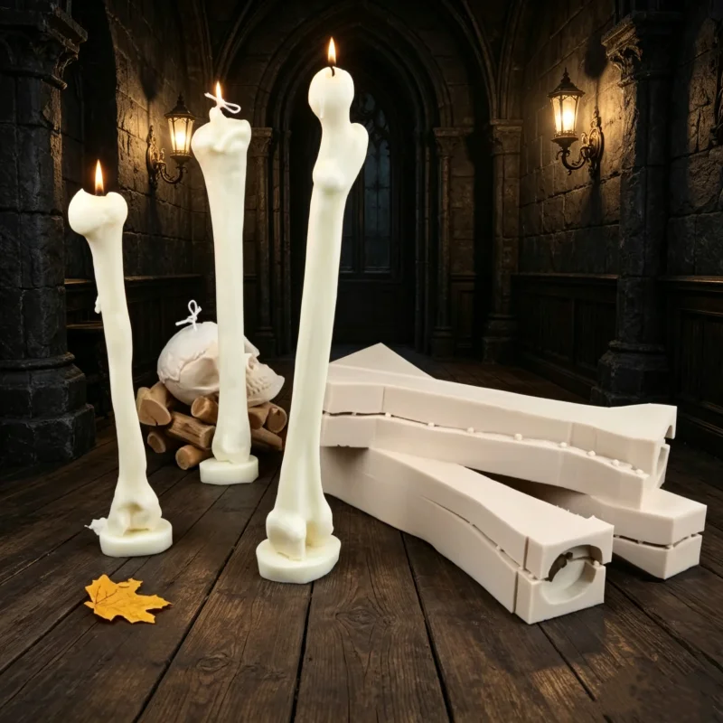 

3D Human Bone Silicone Candle Mold Realistic Human Long Bone Resin Epoxy Molds DIY Spooky Bone Plaster Tools Halloween Decor