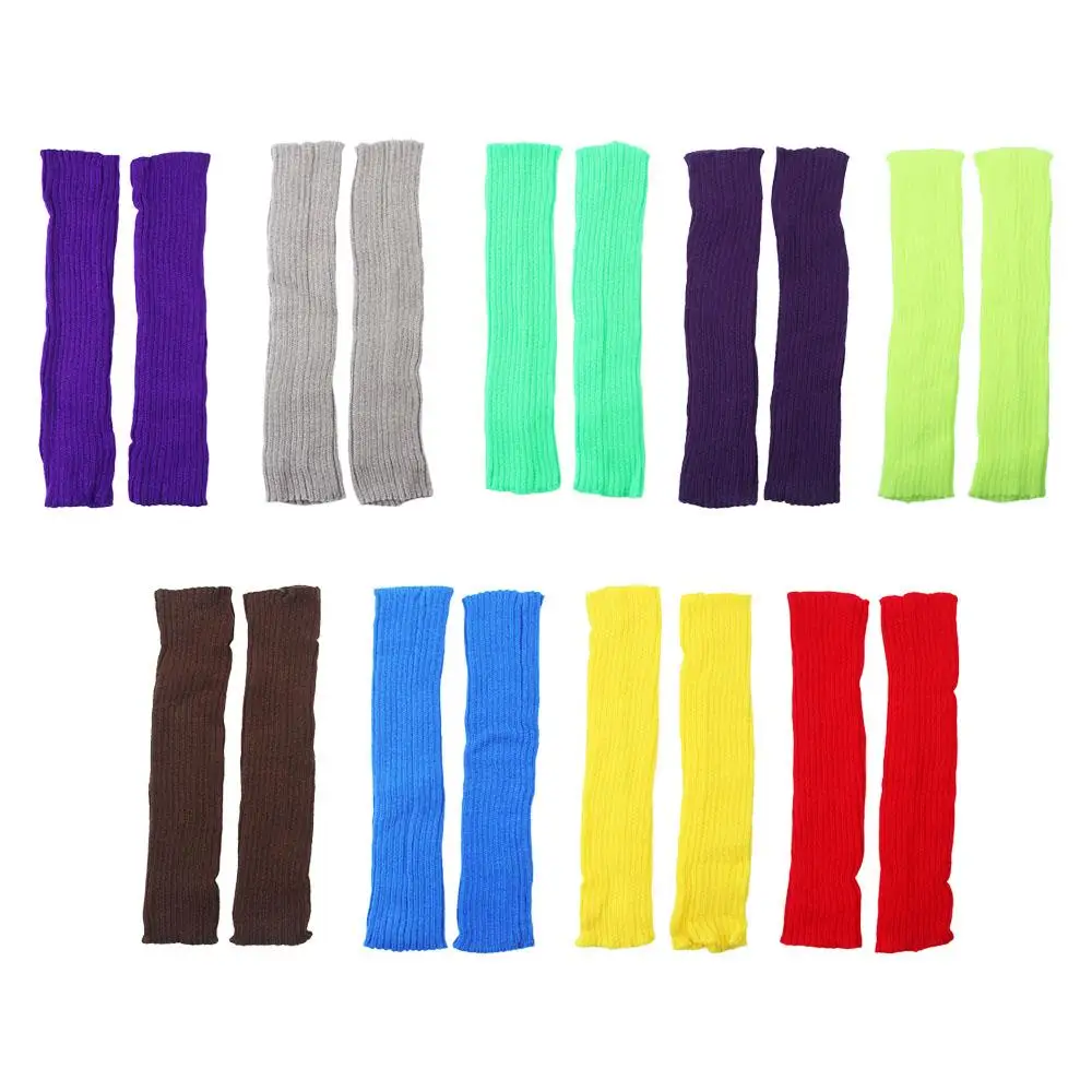 Autumn Candy Color Halloween Costume Accessories Knee Protection Women Hosiery Knitted Socks Wool Leg Warmers Foot Cover