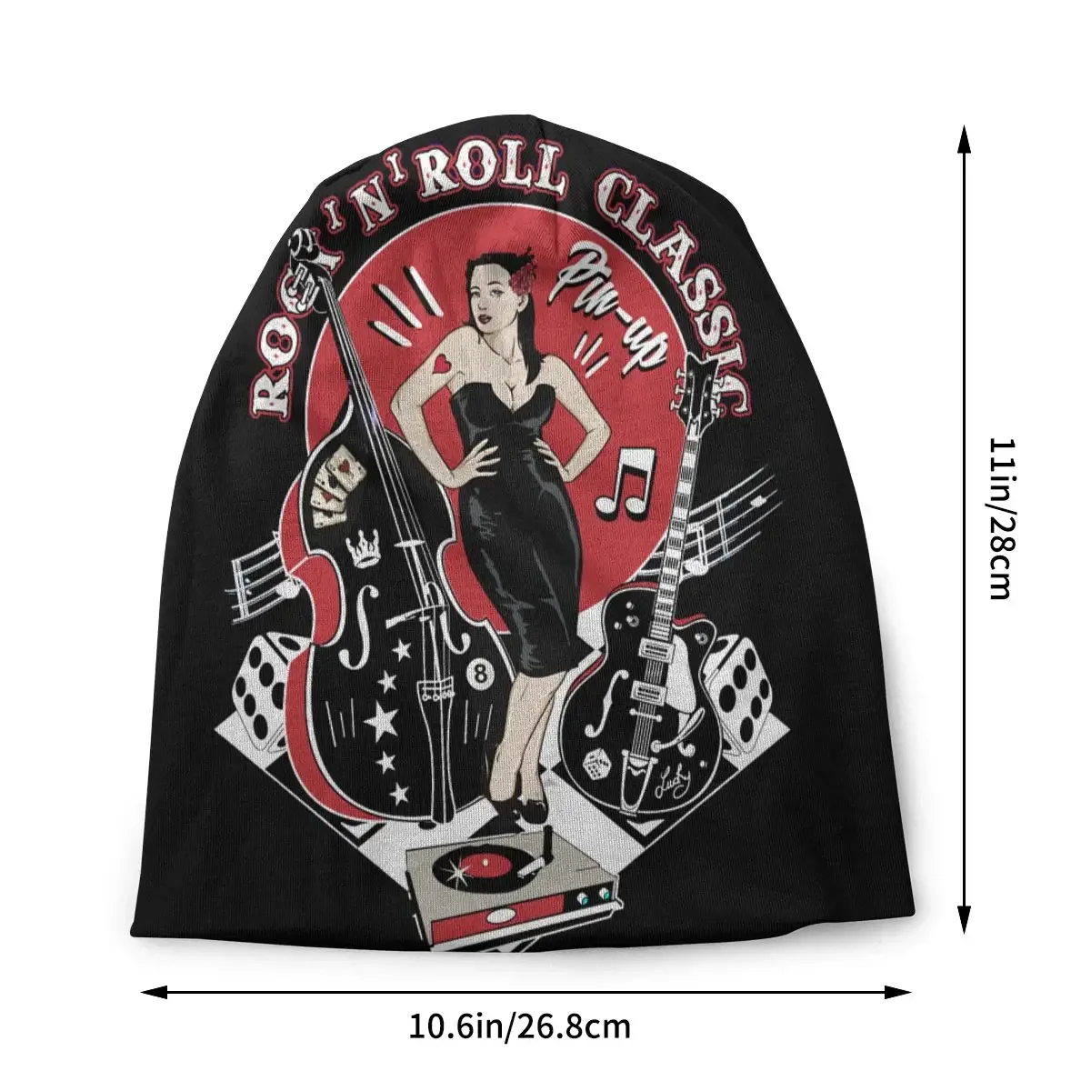 Rock Roll Classic Pin Up Girl Art Culture Autumn Female Warm Beanies Double Used Windproof Bonnet Hats